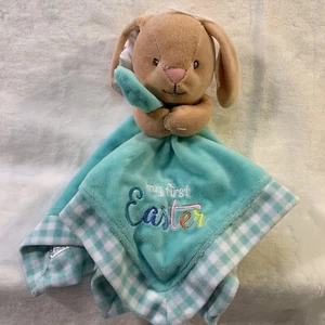 Baby Starters My First Easter Bunny Rabbit Lovey Security Blanket Green Gingham - Picture 1 of 12
