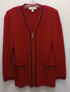 St John Collection By Marie Gray Women's Red Blue Gold Knit Jacket Blazer Sz 6 - Picture 1 of 6