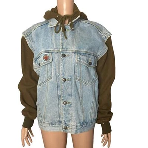 Vintage 90s Bugle Boy Original Denim Jacket Mens Large Original 56 Fleece - Picture 1 of 10