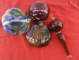 4 Large Hand Blown Glass Ornaments Christmas or Anytime - Picture 1 of 5