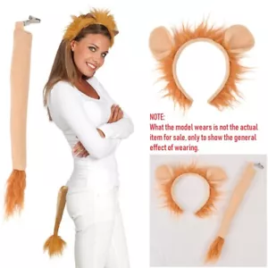 2tlg Löwen-Set Haarreif mit Ohren und Schwanz Tierkostüm Karneval Maskerade - Bild 1 von 12