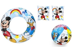 Set Schwimmflügel Kinder Schwimmreifen 56cm Strandball Wasserspielzeug Mickey - Bild 1 von 11
