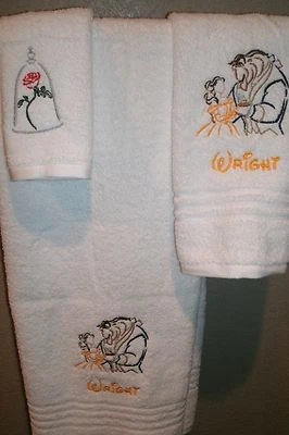 Beauty & Beast Dancing Sketch Personalized 3 Piece Bath Towel Set - Image 1 of 4