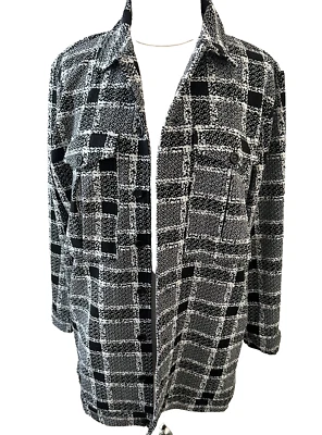 Blazer Chaqueta Larga Mujer STELLA LUCE Botón Delantero Espalda/Blanco Cuadros Foto 1 de 4