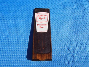 Vintage ROLLING ROCK Wood Wedge Shape Beer Tap Handle - Picture 1 of 7