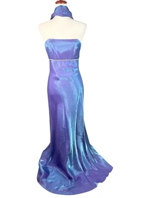Maxi Vestido De Colección Baile de graduación Vestido Iridiscente Años 90 Corsé Satinado Imperio Y2K Glamour Talla 9/10 Foto 1 de 4