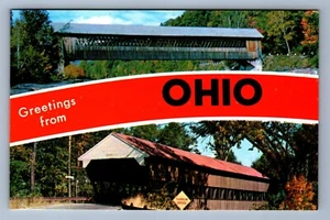 Postcard Vtg Ohio Covered Bridge Architecture Engineering - Picture 1 of 2