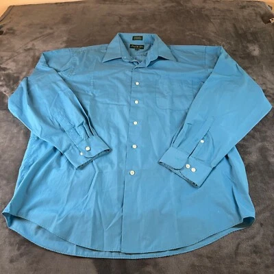 Camisa de vestir David Taylor abotonada manga larga cuello azul para hombre grande 16-16,5 Foto 1 de 4