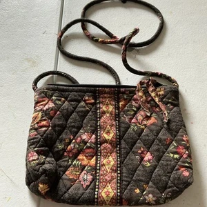 Vtg 2003 Vera Bradley Chocolat Small Handbag autumn brown orange floral USA MADE - Picture 1 of 6