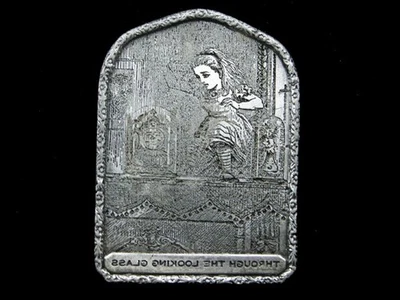 RJ05145 VINTAGE 1974 **ALICIA EN EL PAÍS DE LAS MARAVILLAS** ARTE FANTASÍA BERGAMOTA hebilla de cinturón Foto 1 de 2