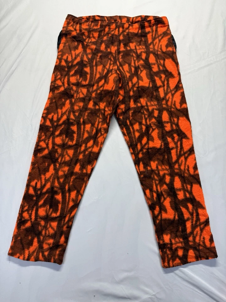 Cabela's Hecho en EE. UU. Pantalones de Vellón Hombres L Naranja Brillante Camuflaje Caza Exterior Unión Foto 1 de 4