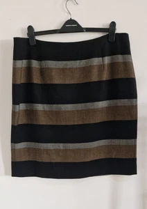 Hobbs Streifen Rock Gr. 18 beige schwarz gold formell A Linie knielang gefüttert  - Bild 1 von 8