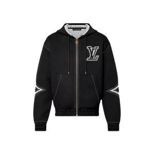 Louis Vuitton Graphic Intarsia Zip Cotton Hoodie Black White - Picture 1 of 1