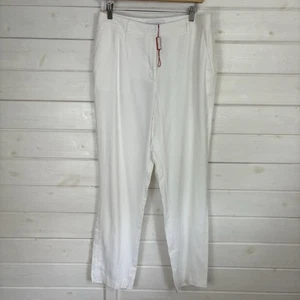 THE WHITE COMPANY Trousers Womens Size UK 12 White Linen Blend Straight Summer - Picture 1 of 11