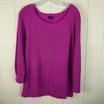 NWT Talbots Pima Cotton Sweater Magenta Pocket Detail Plus 1X NEW - Image 1 of 4