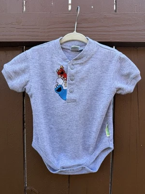 Vintage Big Bird Tag Gray Sesame Street Bodysuit 12M Elmo Cookie Monster - Image 1 of 4