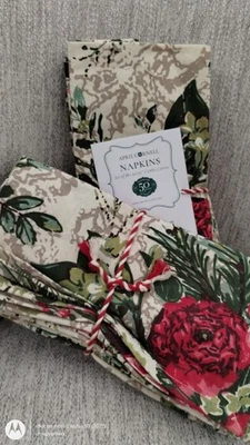 April Cornell 10 SERVILLETAS ANTIGUAS FELICES Rosa Follaje 16" Navidad NUEVO ENVÍO GRATUITO Foto 1 de 4