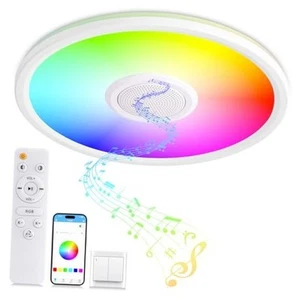 RGB LED Ceiling Light, with Bluetooth Speaker, 24W 11Inch Smart Music White - Picture 1 of 7