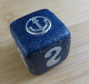 Jena's Handmade Backgammon Doubling Cube Nautical Boat Anchor Blue White #417 - Picture 1 of 12