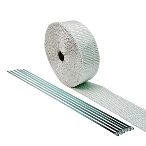 ROLLO DE ENVOLTURA DE CABEZAL TÉRMICO DE ESCAPE DE MOTOCICLETA Y BRIDAS DE ACERO INOXIDABLE 1/16"X2" X 25 FT BLANCO - Imagen 1 de 1