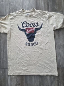 Camisa de banquete Coors para hombre grande beige manga corta al aire libre senderismo deletrear rodeo - Imagen 1 de 5