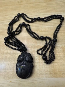VINTAGE ONYX NECKLACE - Picture 1 of 5