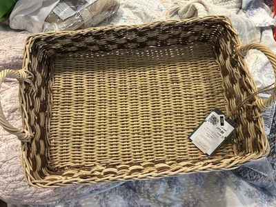 Threshold Studio McGee Woven Rectangle Checkered Gathering Tray Decor 16”x11”x6” - Image 1 of 4