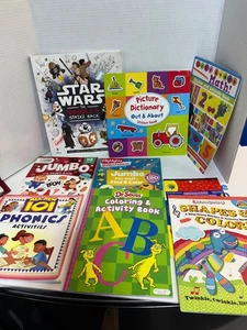 Lote de 8 libros de actividades escolares en casa para jardín de infantes - pegatinas, fonética, matemáticas - Imagen 1 de 19