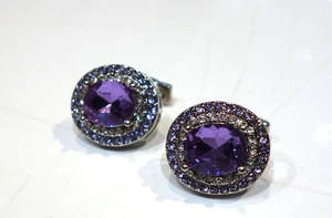 Enzone Shirt Cufflinks Purple Amethyst Crystal Bling - Picture 1 of 4