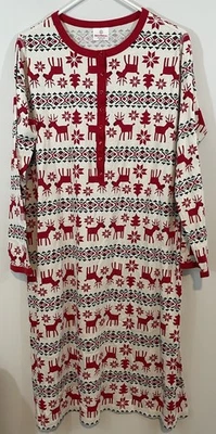 Hanna Andersson Women’s XL Nightgown Reindeer Christmas deer fair isle CHristmas - Image 1 of 4