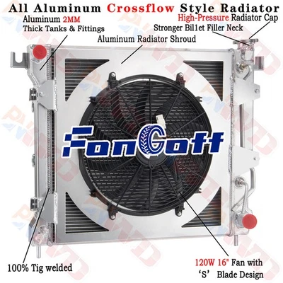 3Row Radiator+Shroud Fan For 97-2000 Dodge Dakota Durango V8 5.2L 5.9L 3.9L 1999 - Image 1 of 4