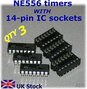 3 x NE556N IC Dual Timer PLUS 3 x IC Steckdosen (NE556 Timer) - UK Lagerbestand - Bild 1 von 1