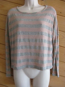 Urban Outfitters S Streifen beige grau leichter Crop Pullover Shirt Lagenlook Basic - Bild 1 von 9