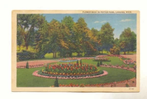 Flower Beds in Potter Park, LANSING, MICHIGAN POSTCARD - Picture 1 of 1