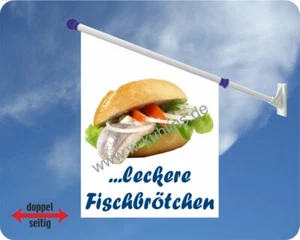 Flagge, Fisch, Fischbrötchen, Fischspezialitäten, Brötchen, Fahne, Werbefahne - Bild 1 von 1