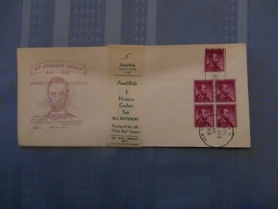 US # 1036 Lincoln 4C Set Of 5 Pent Arts Cachet Unaddressed FDC W/Label  #10  - Image 1 of 4
