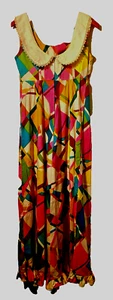 Vtg SEARS HAWAIIAN FASHIONS RETRO HOT PINK BRIGHT COLORS Hippie MAXI DRESS 10! - Picture 1 of 8