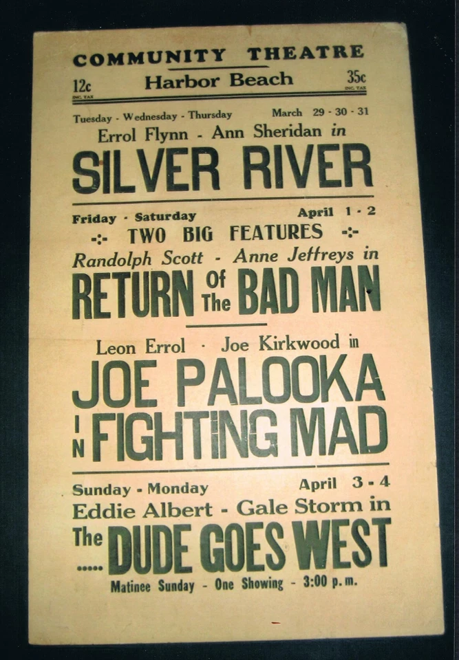 RARE 1948 Joe Palooka boxing movie poster Silver River Errol Flynn Eddie Albert  - Image 1 of 1