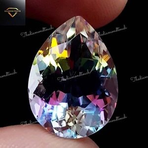 19.50 Ct Lab-Certified Sparkling Mystic Quartz Rainbow Spear Cut Loose Gemstone - Picture 1 of 9