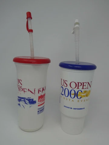 LOT OF 2 VTG TENNIS US OPEN 1991 COCA-COLA & 2000 PEPSI PLASTIC TUMBLER CUPS Cover