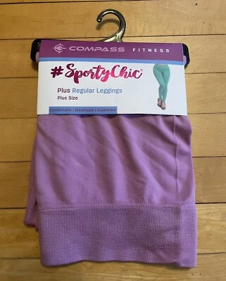 Compass Fitness #SportyChic Light Purple Plus Size Regular Leggings - Image 1 of 4