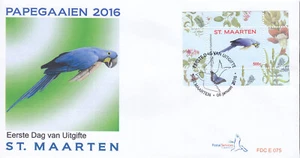 Sint Maarten Issue FDC 2016 (75) Birds - Parrots - Bild 1 von 1