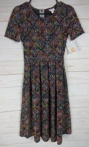 Vestido para mujer Lularoe Amelia negro, verde y marrón talla XS NUEVO CON ETIQUETAS - Imagen 1 de 3