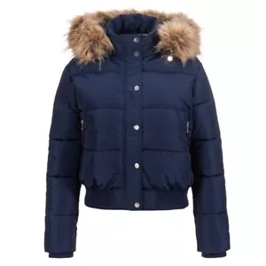 Goldigga hooded bubble jacket Womens Navy UK Size 10 #REF10 - Picture 1 of 10