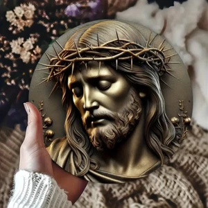 Jesus Round Aluminum Wall Art - 7.87x7.87 Inches, Collectable.  Ideal Gift. - Picture 1 of 24