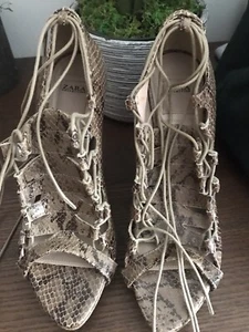 Zara Collection Snake Heel Sandals Size 39 US 9 - Picture 1 of 3
