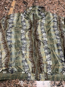 VTG Studio Sportif Brown Geometric Full Zip SILK Jacket WOMENS Size XL - Picture 1 of 7