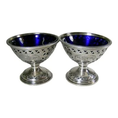 Par de bodega Barker Ellis Silver Co Birmingham Master con revestimientos de cobalto Foto 1 de 4