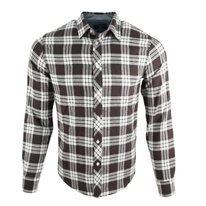 Camisa informal a cuadros para hombre marca UE C29 algodón invierno café blanco a cuadros - Imagen 1 de 6