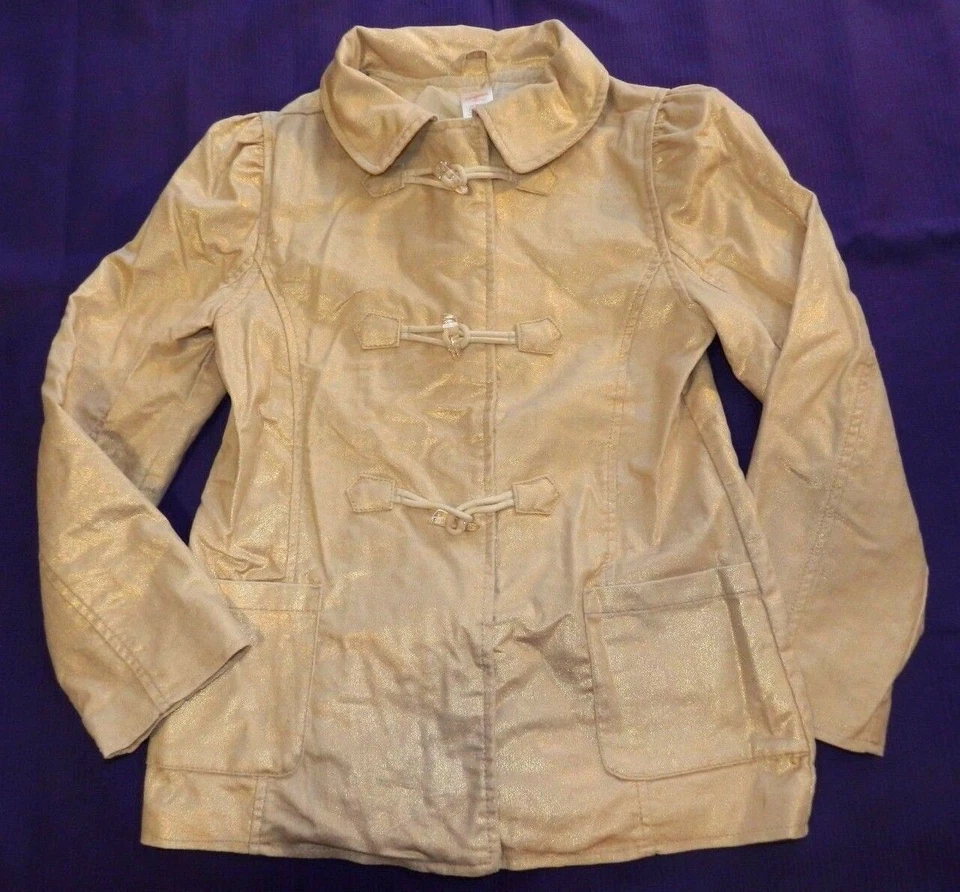 Chaqueta Niñas GYMBOREE Grande 10 12 Dorado Brillante Palanca Abrigo (tt29) Foto 1 de 4
